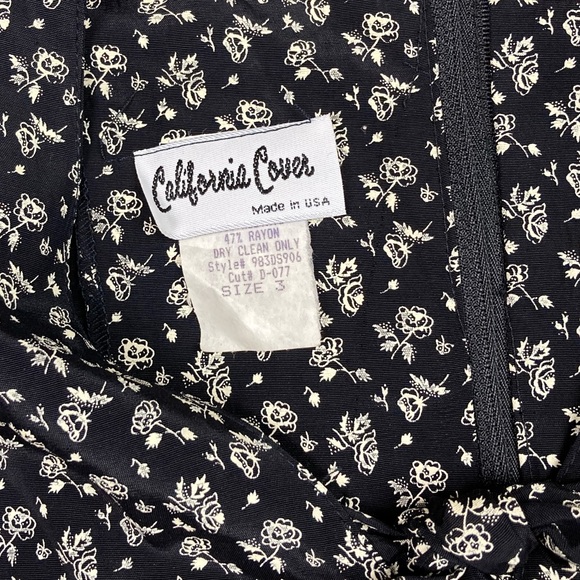 Vintage 80s Puff Sleeve Pleated Front Tiny Roses Floral Print Mini Dress - Picture 5 of 8